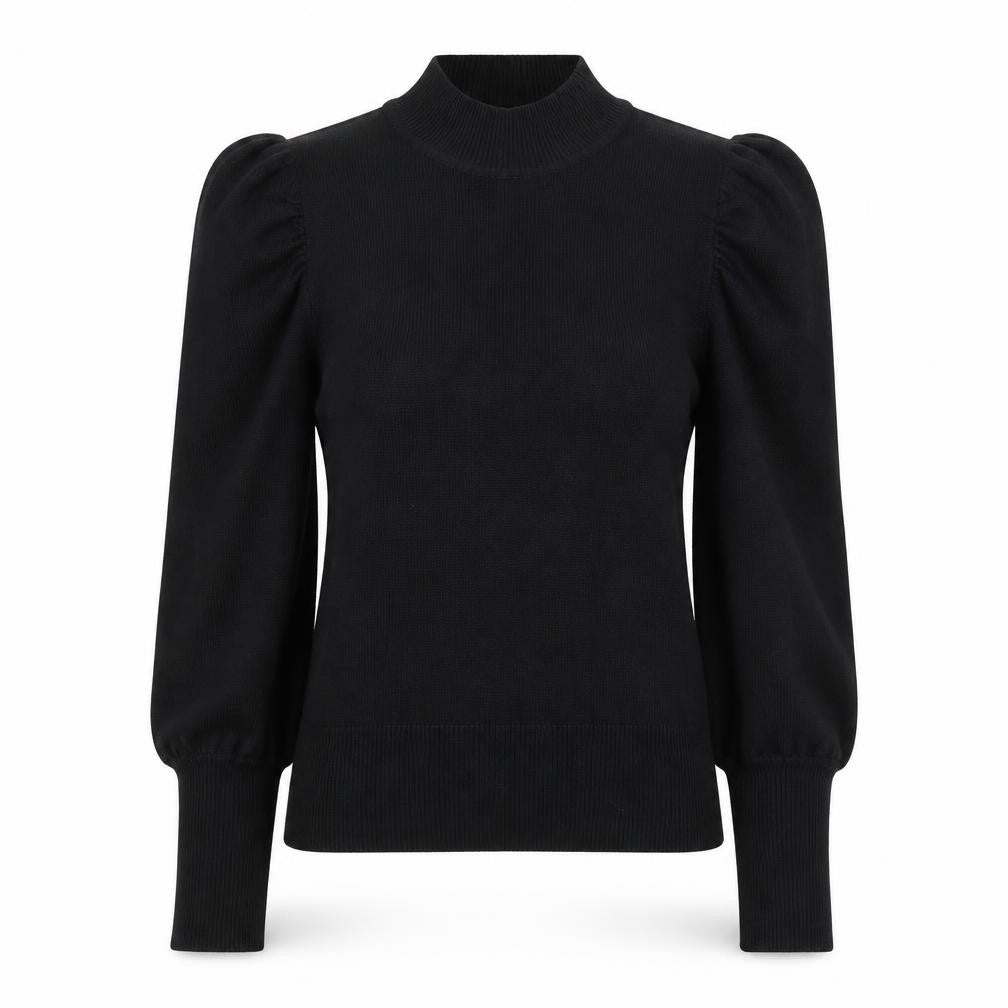 Dorothy Perkins Women’s Black Mock Neck Puff Sleeve Knit Top UK 12