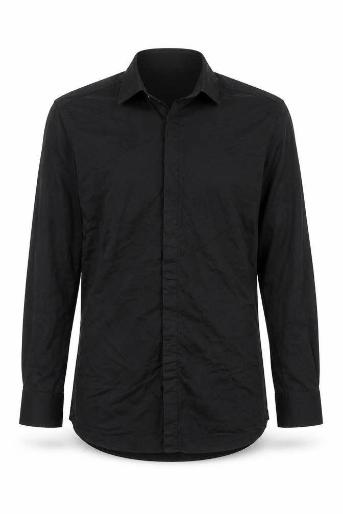 Next Men's Black Cotton Long Sleeve Button-Up Shirt Size 15 Classic Fit