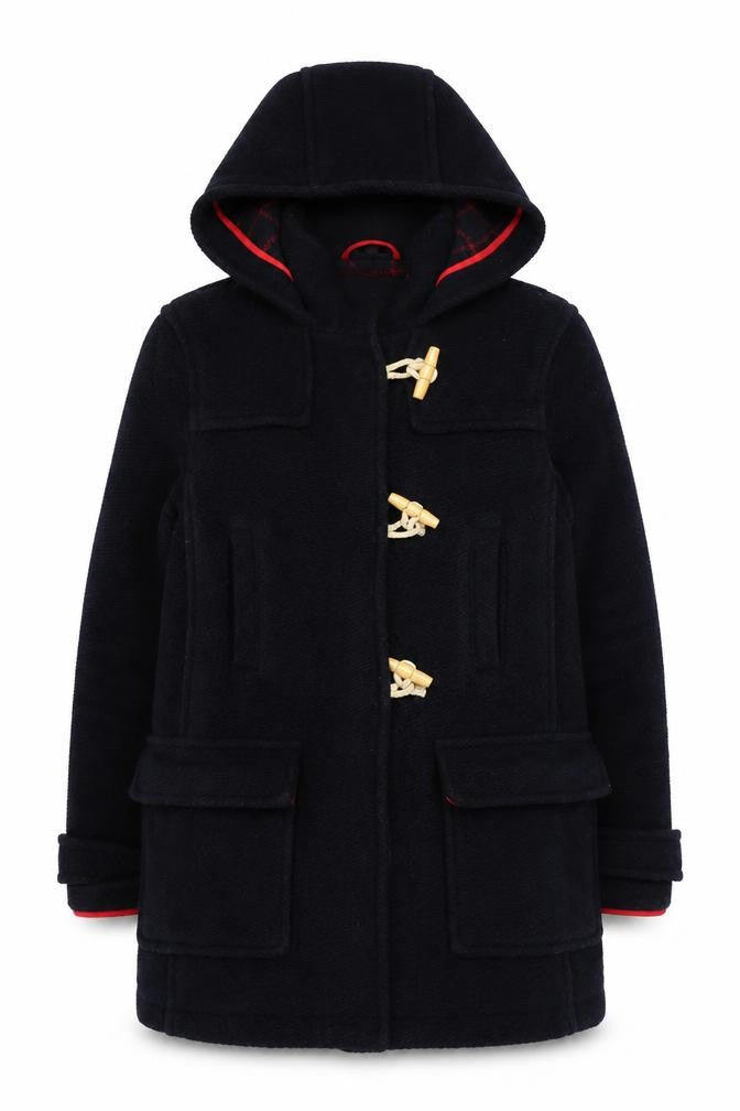 Topshop Women’s Black Wool Duffle Coat UK 8 Hooded Mid-Length
