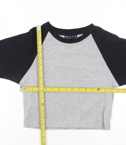 ASOS DESIGN Women’s Grey Black Cropped Raglan T-Shirt UK 10