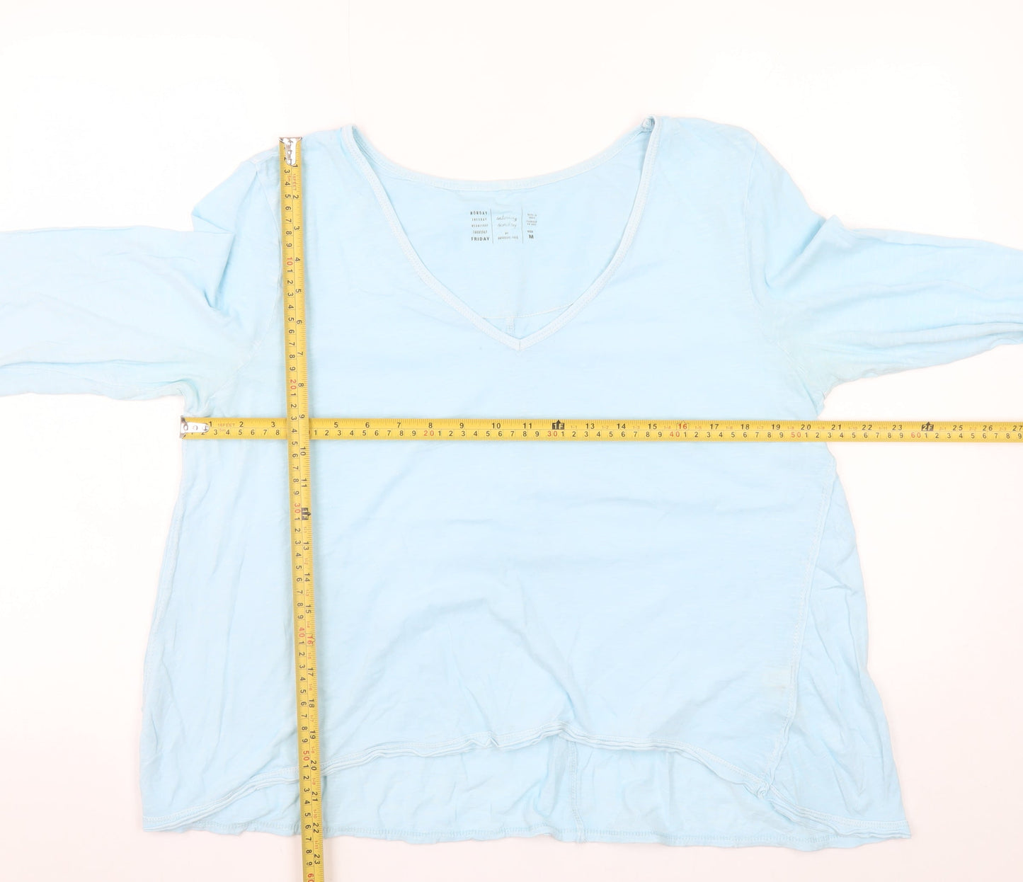 Anthropologie Women Blue Cotton Long Sleeve V-Neck T-Shirt Size M