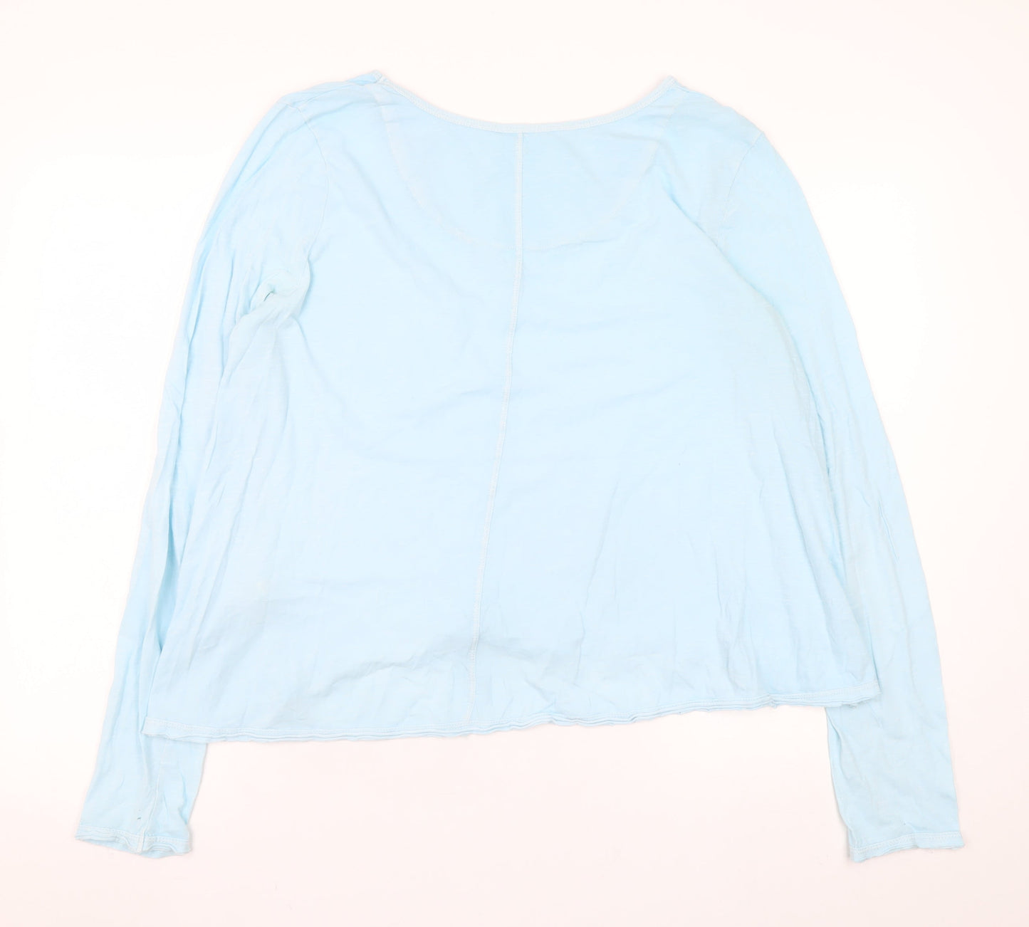 Anthropologie Women Blue Cotton Long Sleeve V-Neck T-Shirt Size M