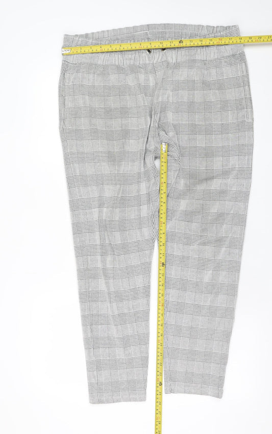 River Island Men's Grey Check Slim Chino Trousers XL