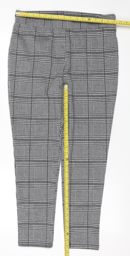 Studio Women’s Grey Plaid Tapered Stretch Trousers Size 14