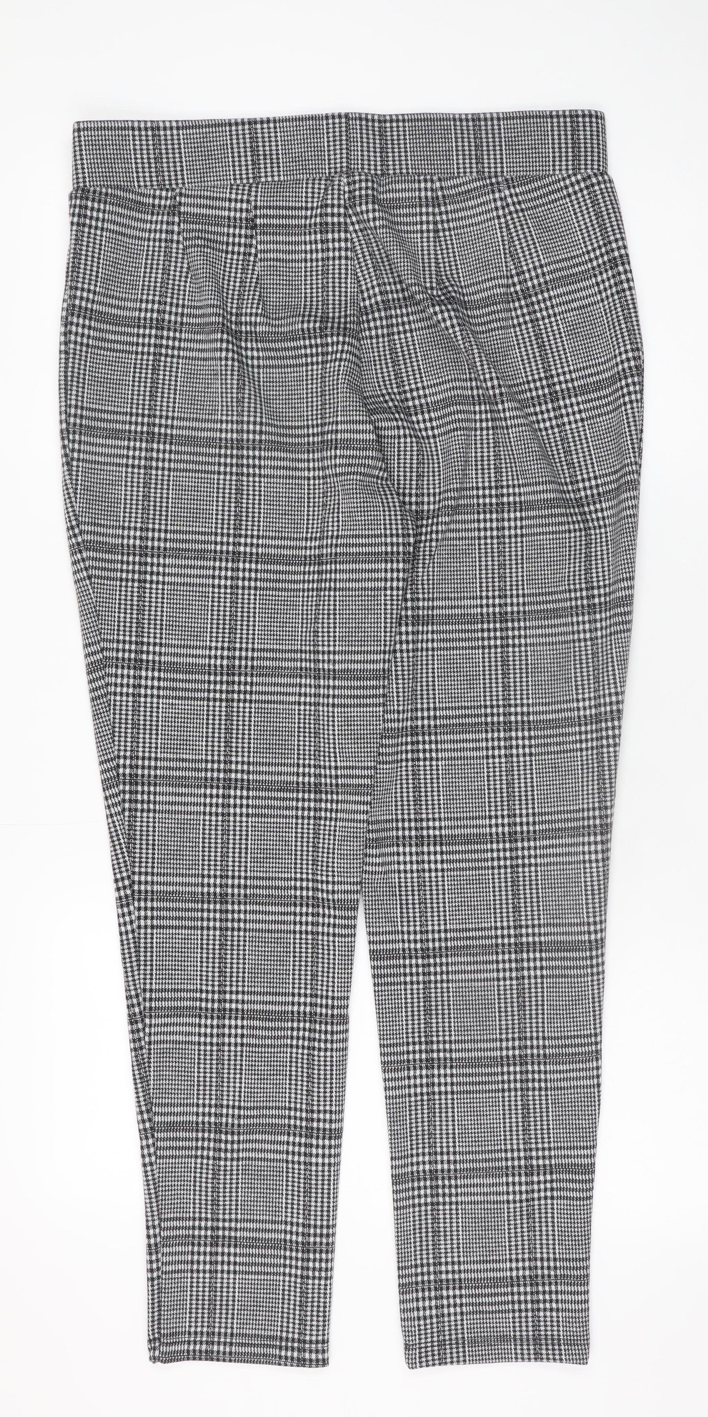 Studio Women’s Grey Plaid Tapered Stretch Trousers Size 14