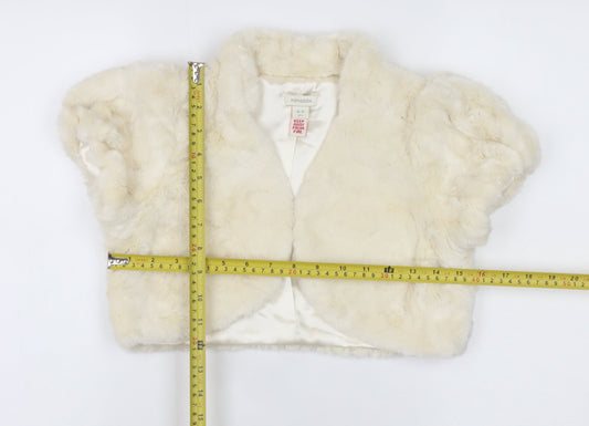 Monsoon Girls Ivory Faux Fur Cropped Bolero Jacket 10-12 Years Partywear