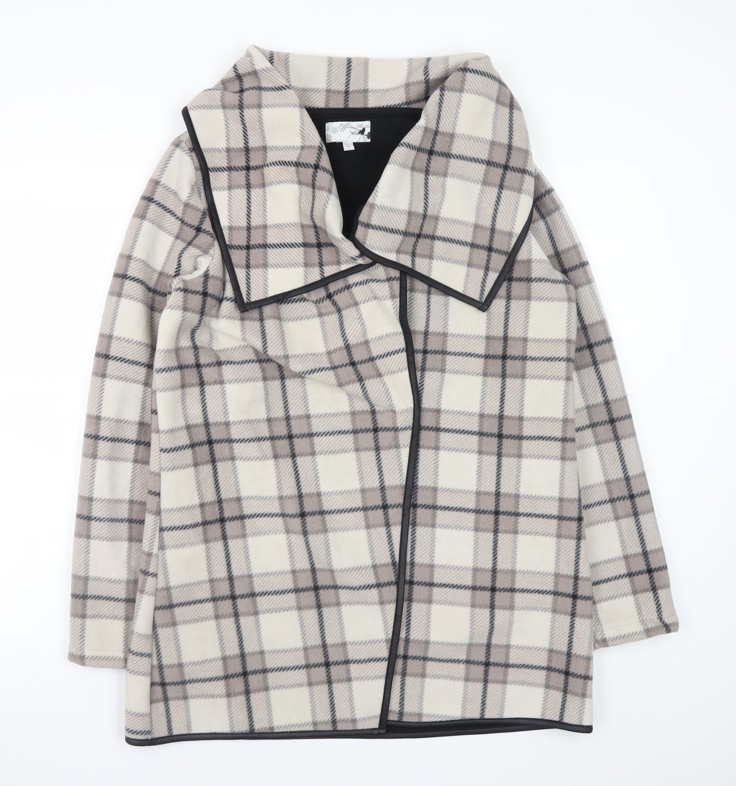 Effeti Modo Women Beige Check Mid-Length Overcoat Size L