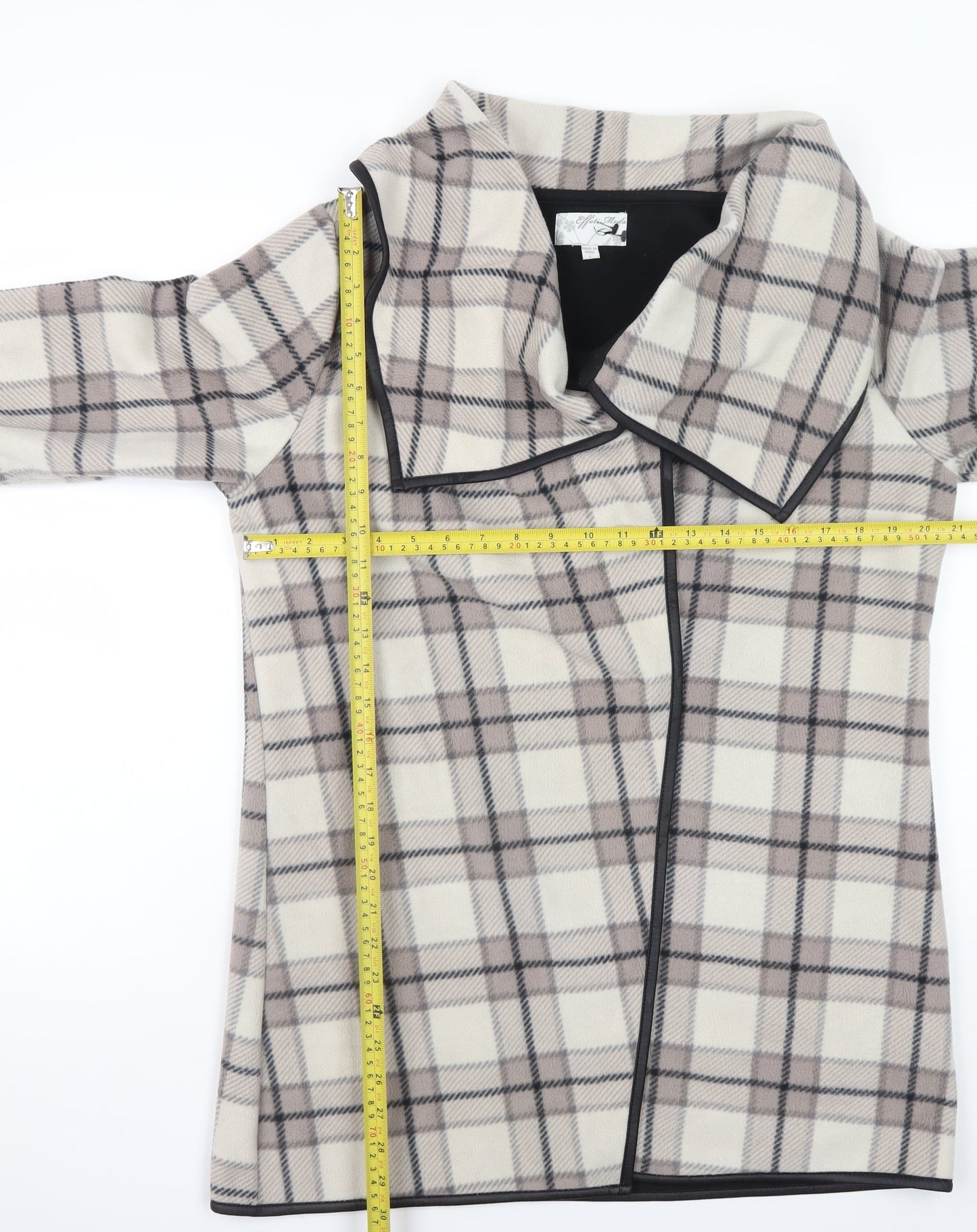 Effeti Modo Women Beige Check Mid-Length Overcoat Size L