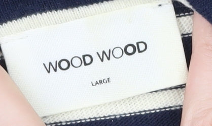 Wood Wood Women’s Blue White Striped T-Shirt Dress L Cotton