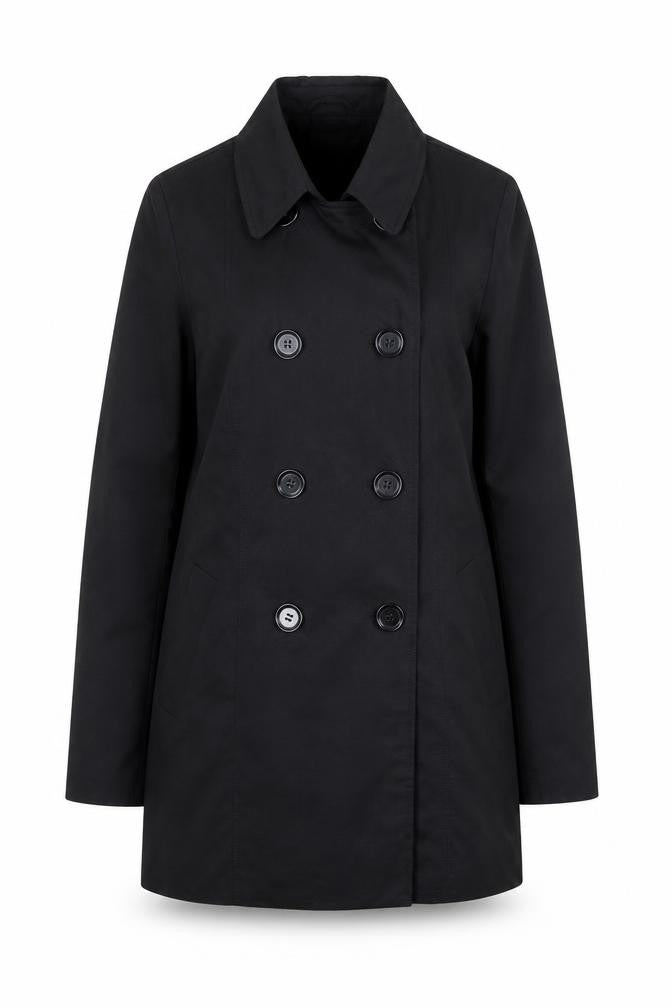 Only Women's Black XS Pea Coat Mid-Length Double Breasted Jacket
