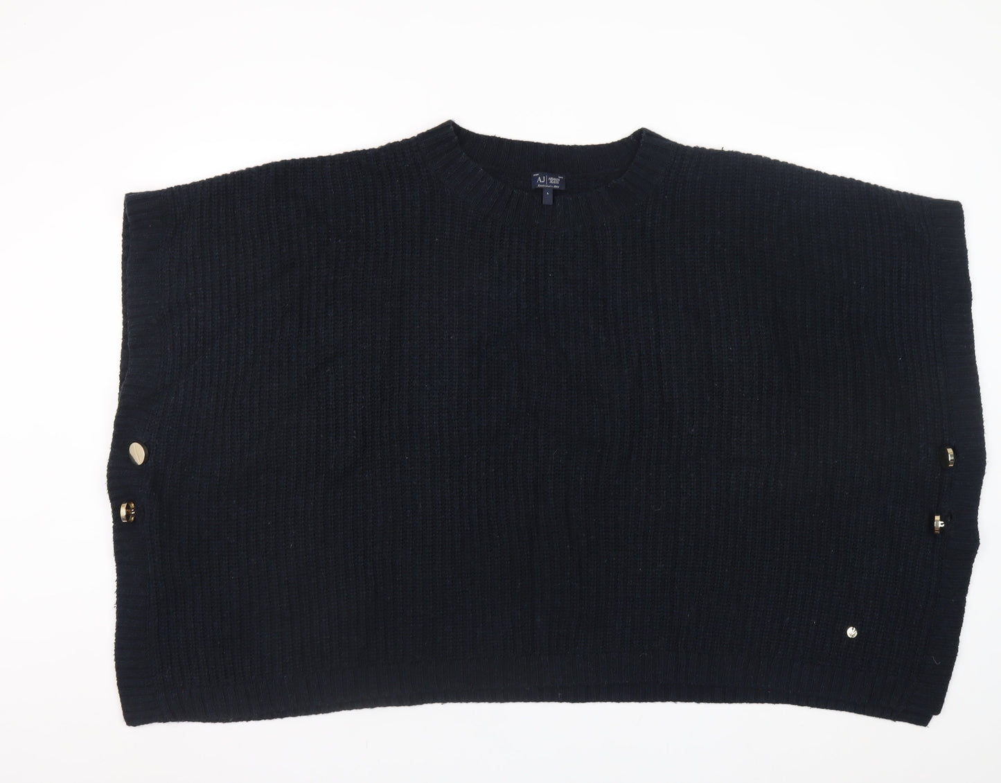Armani Jeans Women's Black Wool Blend Cape Jumper L