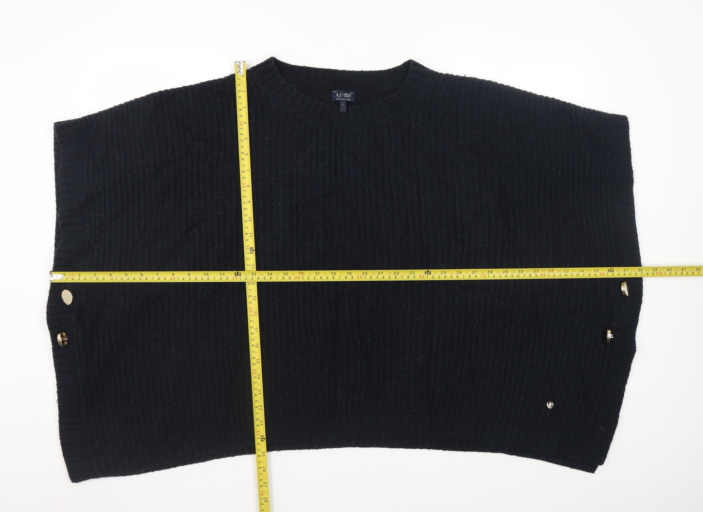 Armani Jeans Women's Black Wool Blend Cape Jumper L