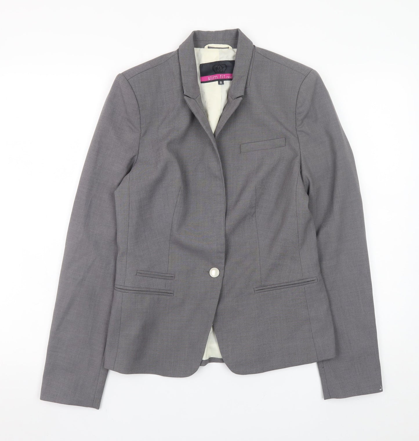 Next Womens Grey Slim Fit Blazer Jacket Size 8 Workwear