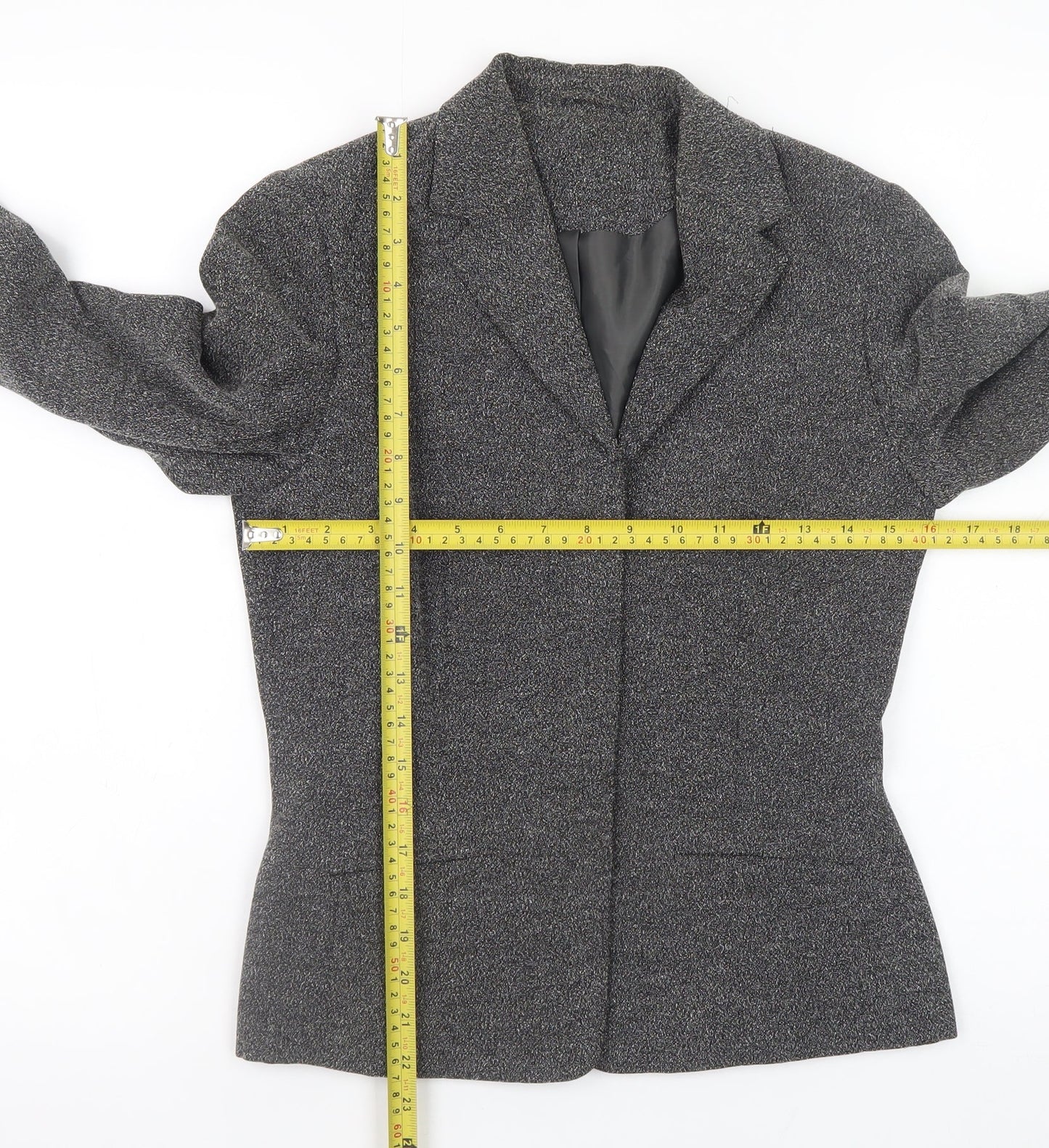 Principles Petite Women’s Grey Tweed Blazer Jacket Size 8