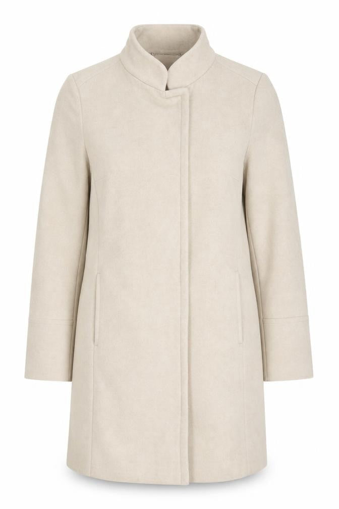 Next Women Beige Wool Blend Long Overcoat UK 14 Classic Style