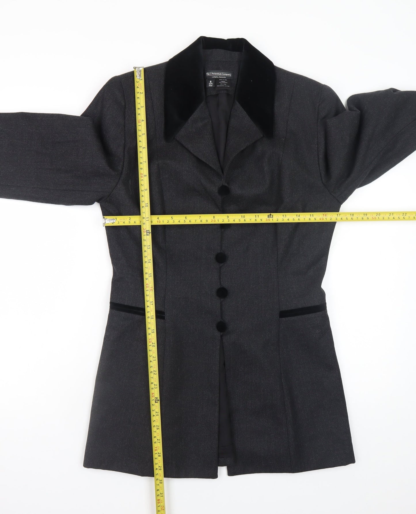 The J. Peterman Company Women’s Grey Wool Blazer Size 12 Formal Jacket