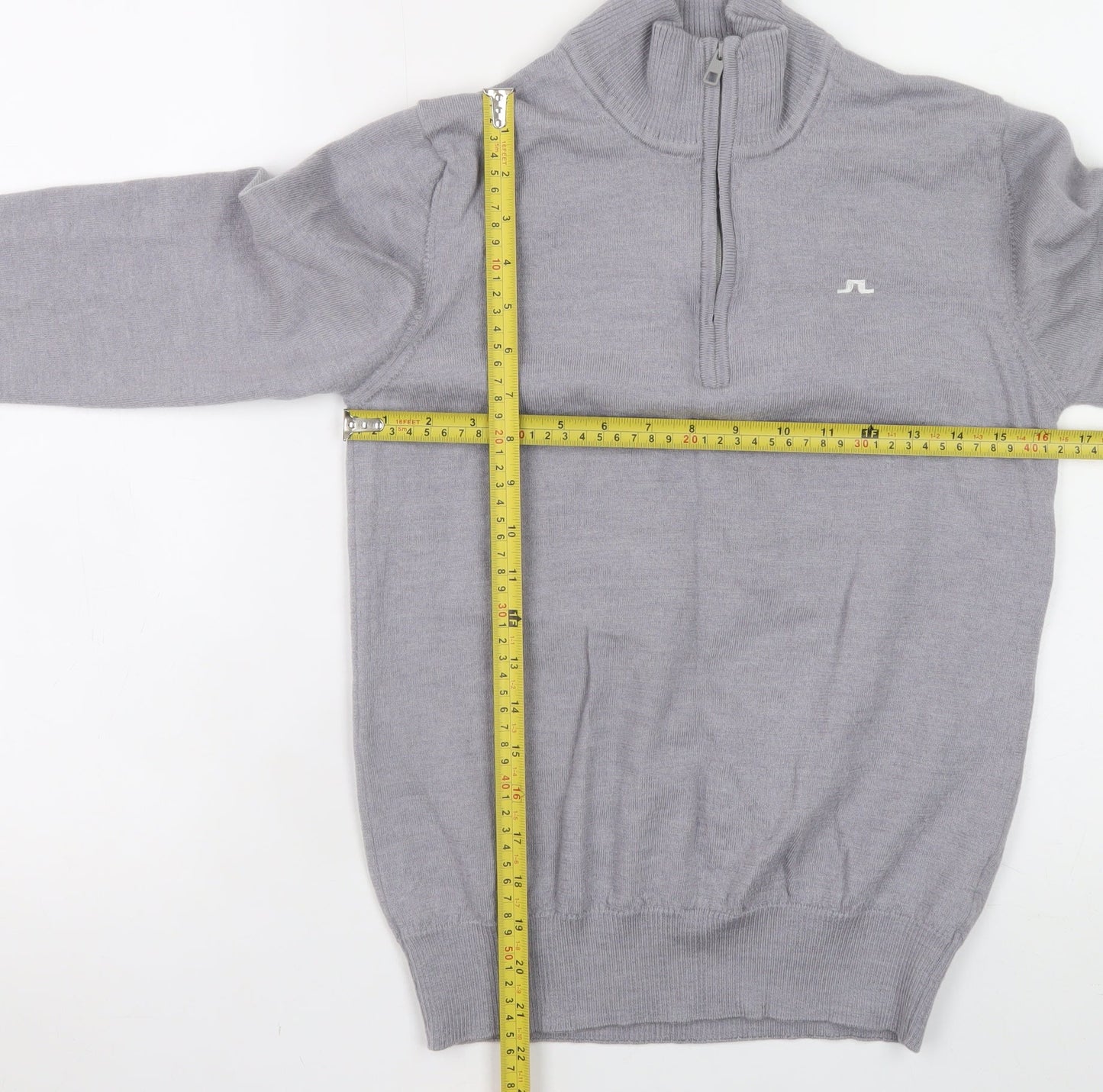 J.Lindeberg Boys Grey 1/2 Zip Merino Wool Pullover Sweater L