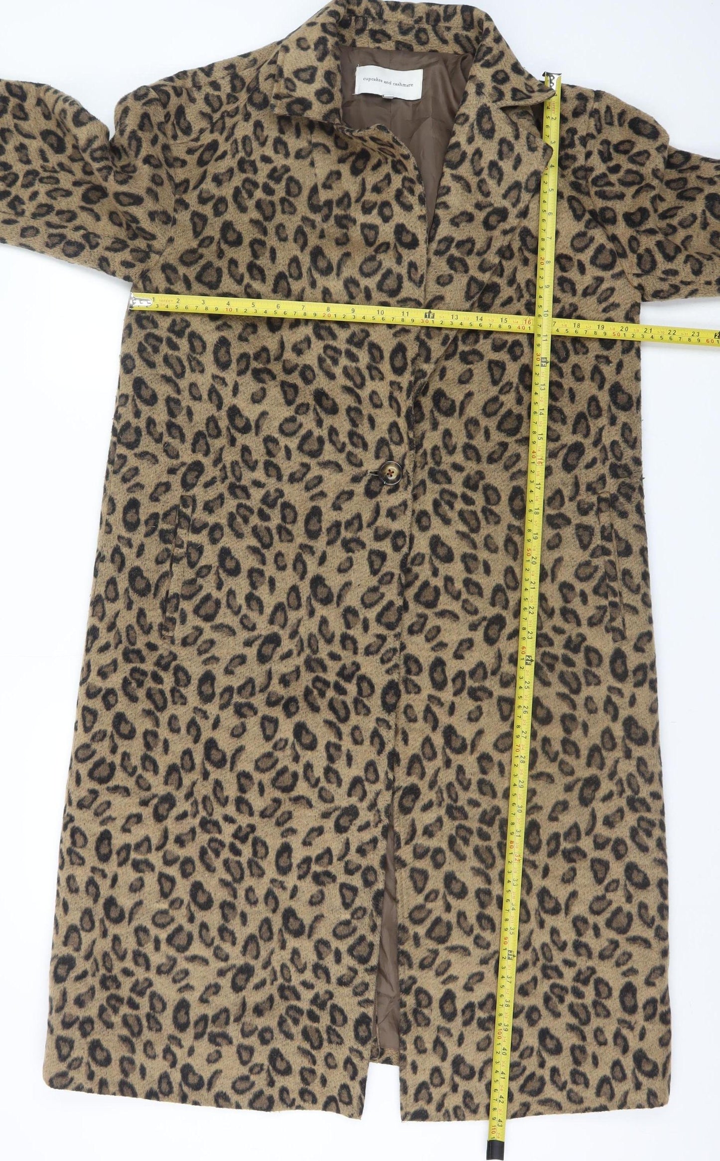 Cupcakes and Cashmere Women's Brown Leopard Long Wool Coat M