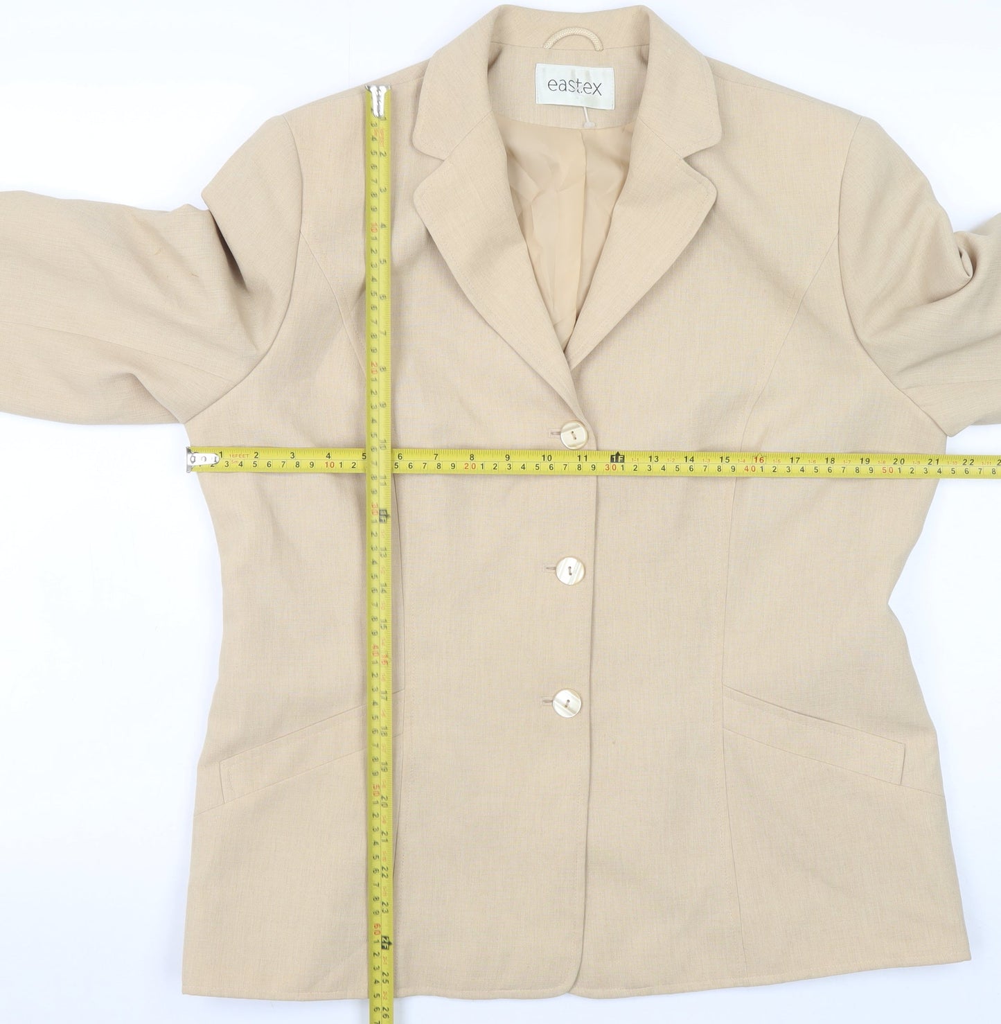 Eastex Women Beige Wool Blend Classic Blazer UK 14