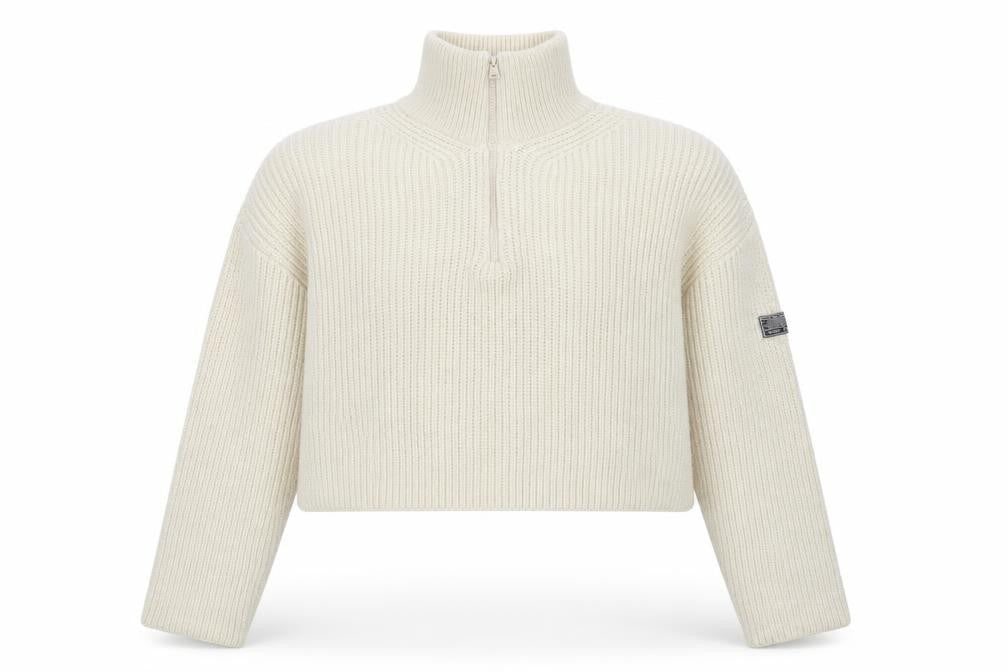 Urban Outfitters Women Ivory Chunky Knit Half Zip Jumper Size M