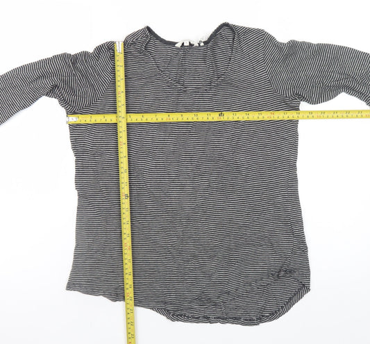 FatFace Womens Black Striped Long Sleeve Cotton Jersey Top Size 8