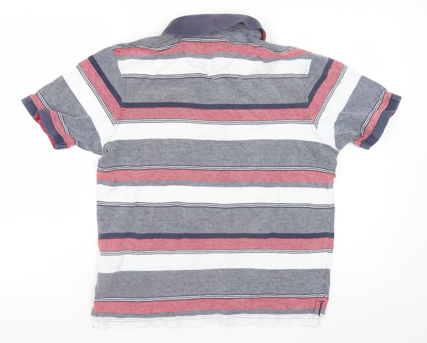 Marks and Spencer Men's Navy Mix Striped Cotton Polo Shirt Size S