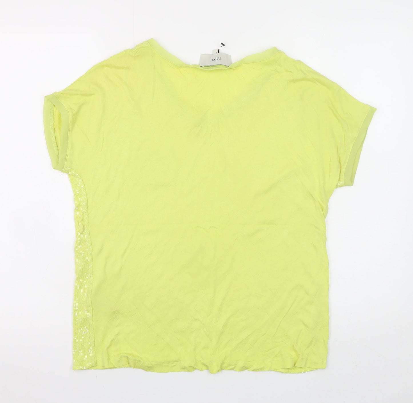 Next Women's Yellow Sequin V-Neck Short Sleeve T-Shirt Size 8