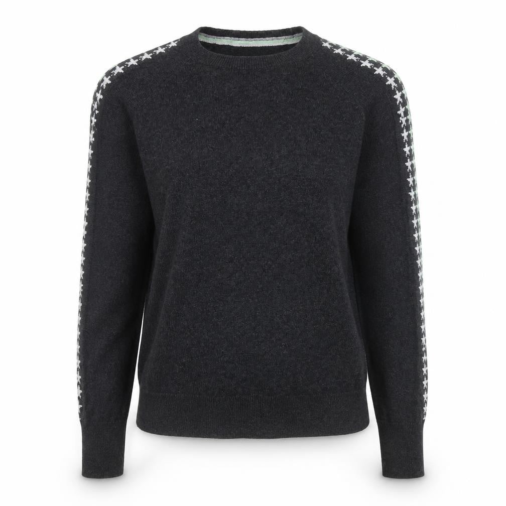 Mint Velvet Womens Grey Star Sleeve Crew Neck Knit Jumper XS