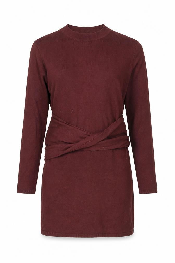 R Edition Womens Brown Long Sleeve Belted Cardigan Size 12