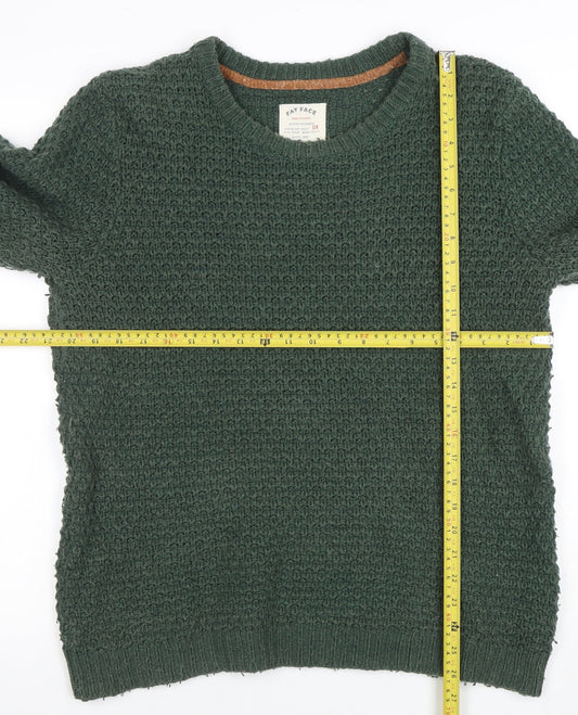 Fat Face Women's Green Knit Waffle Jumper Size M Pullover