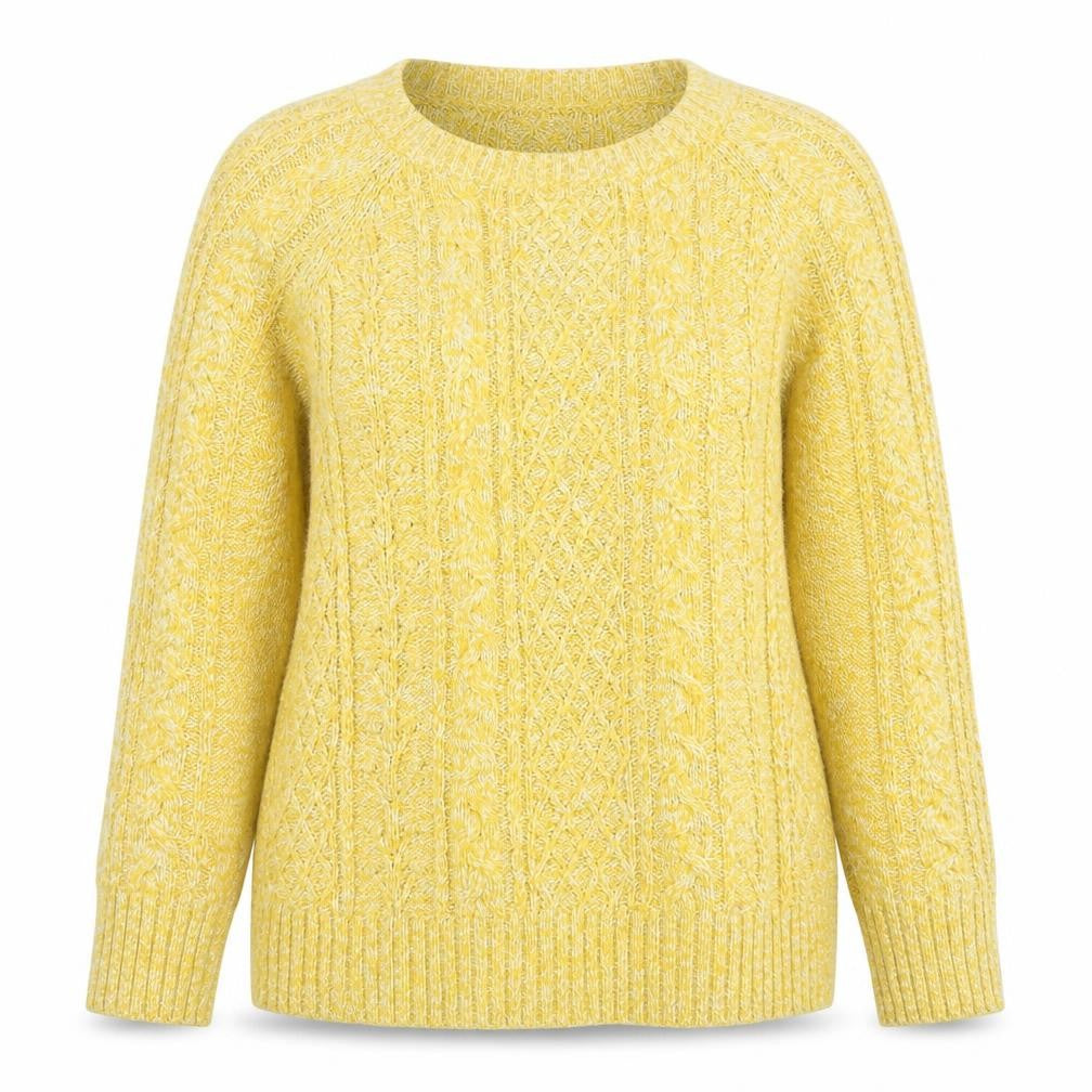 Monsoon Women’s Yellow Cable-Knit Cotton Blend Jumper Size M