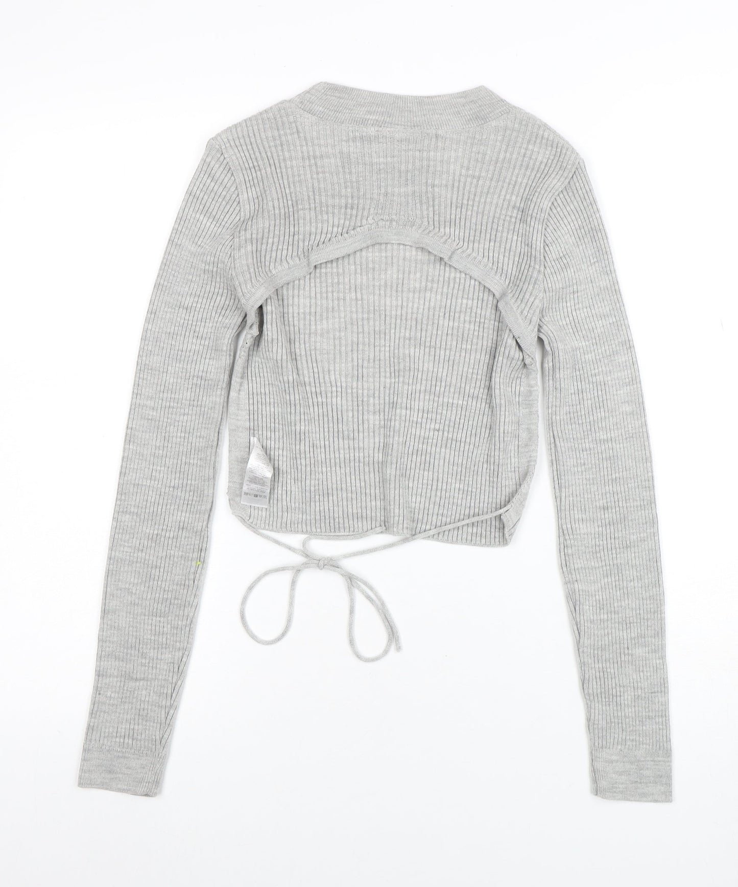 Collusion Women's Grey Ribbed Knit Crew Neck Slim Jumper Size 8