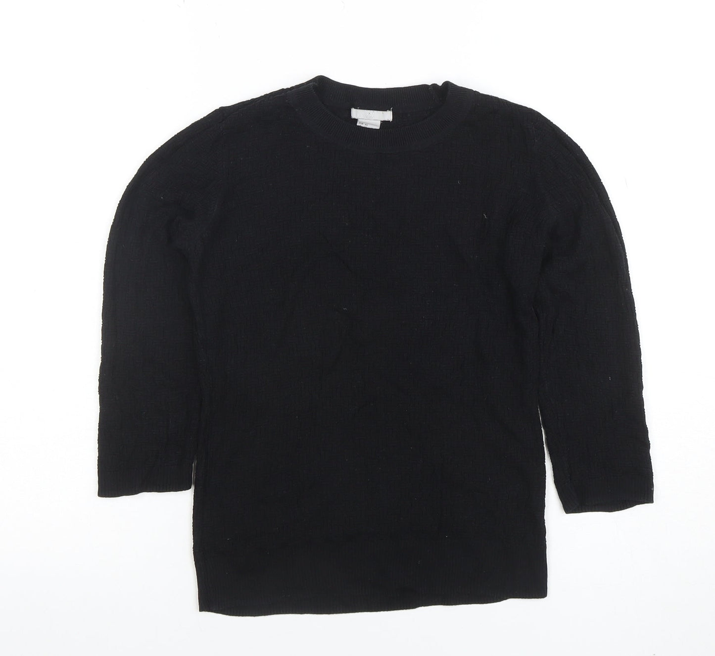 H&M Womens Black XS Long Sleeve Crew Neck Basic Knit Top
