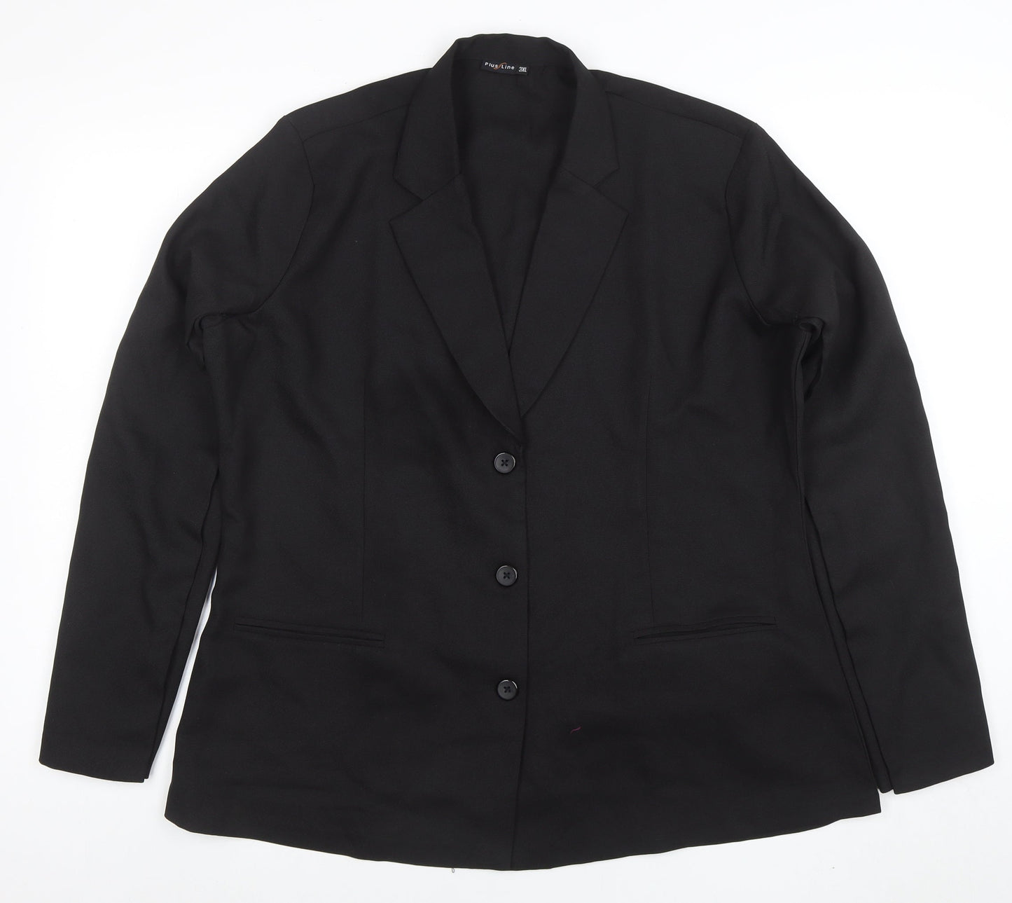 Plus Line Women's Black 3XL Classic Single-Breasted Blazer