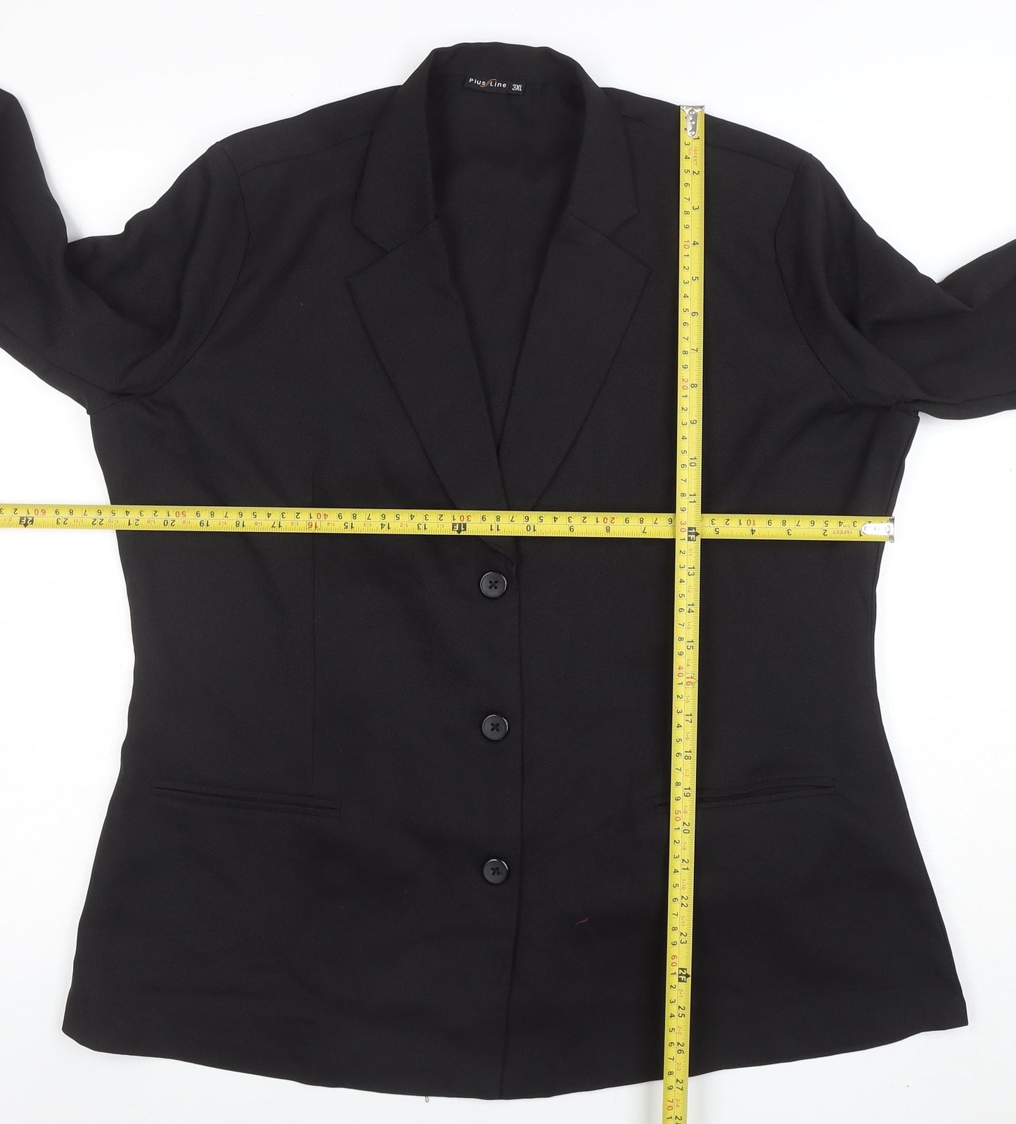 Plus Line Women's Black 3XL Classic Single-Breasted Blazer