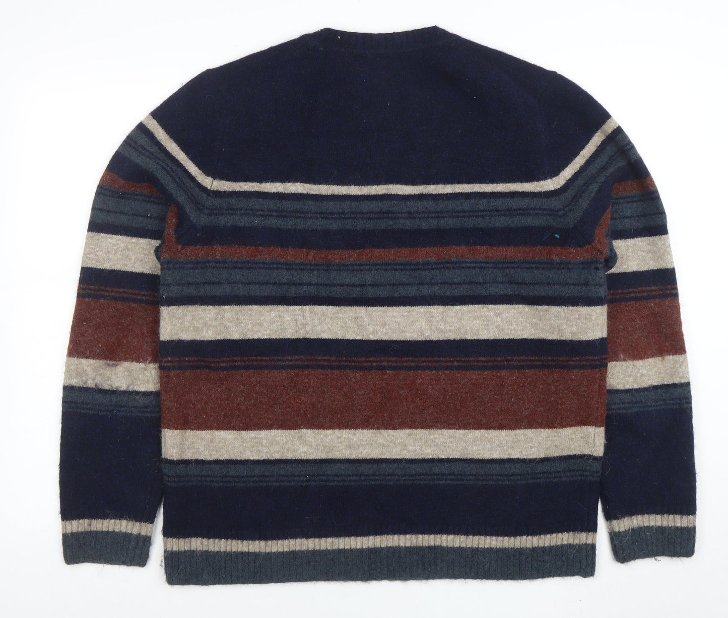 Marks and Spencer Men's Multicoloured Wool Blend Striped Jumper L