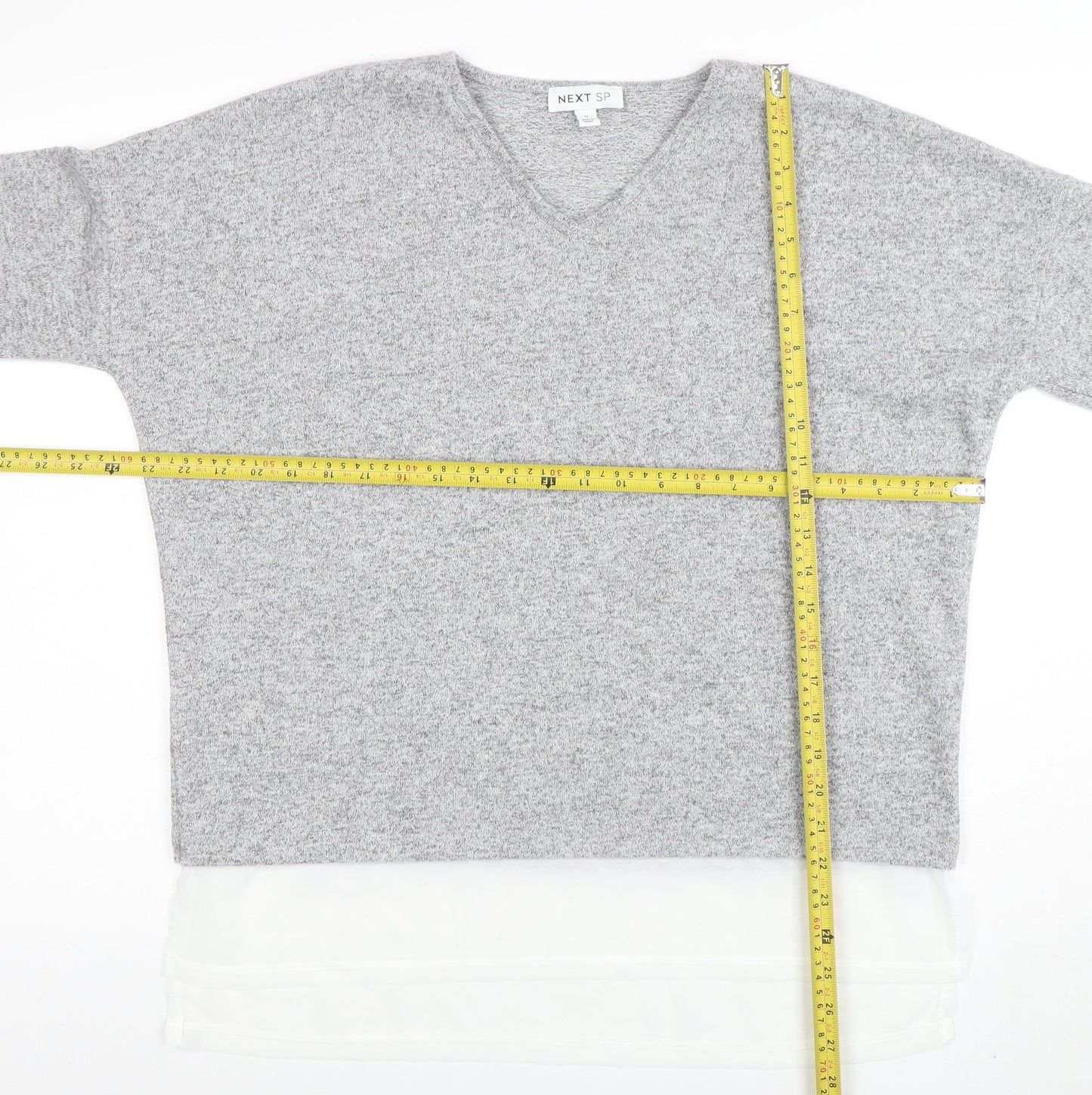 Next Women Grey V-Neck Knit Jumper Medium Regular Fit