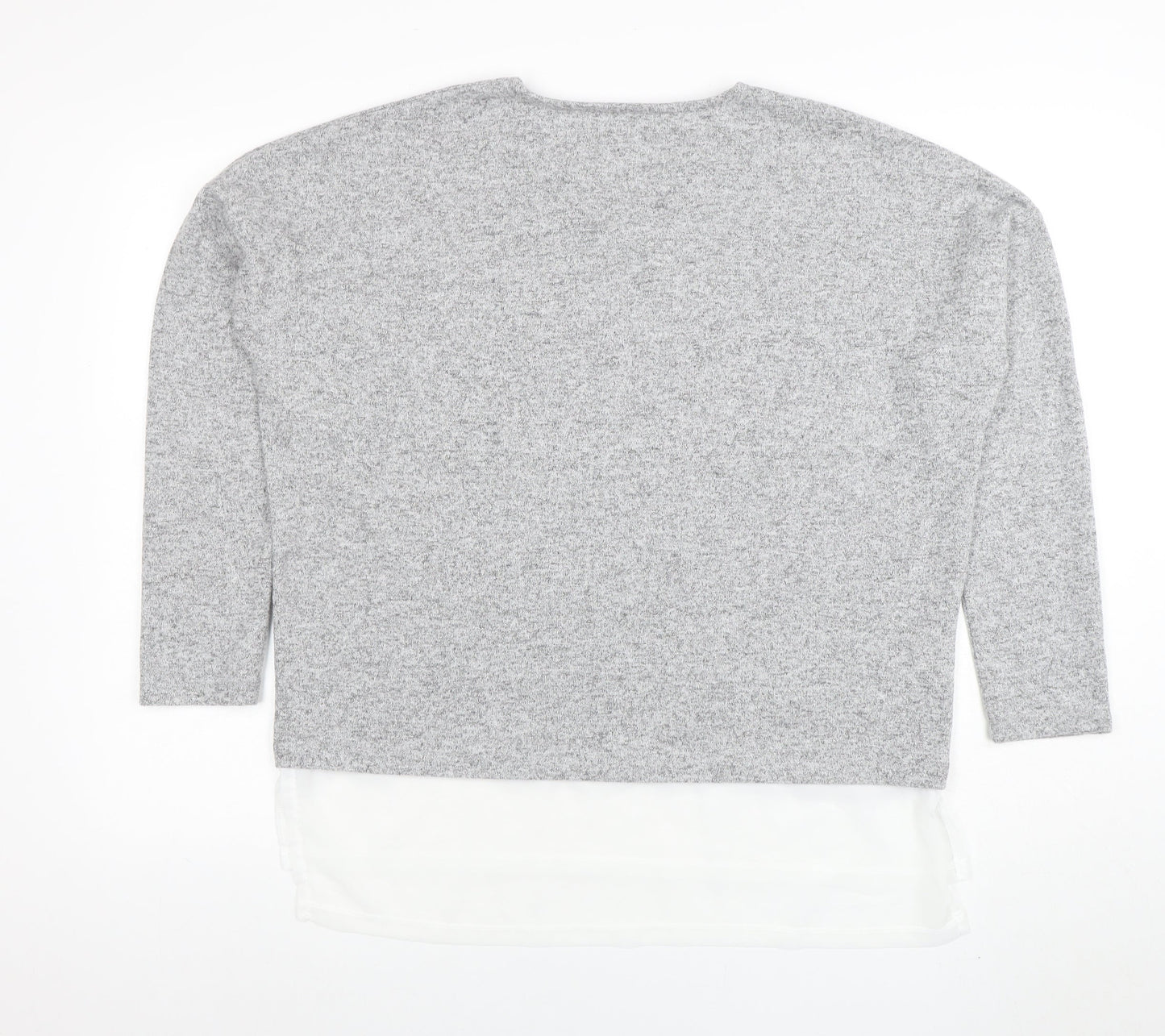 Next Women Grey V-Neck Knit Jumper Medium Regular Fit