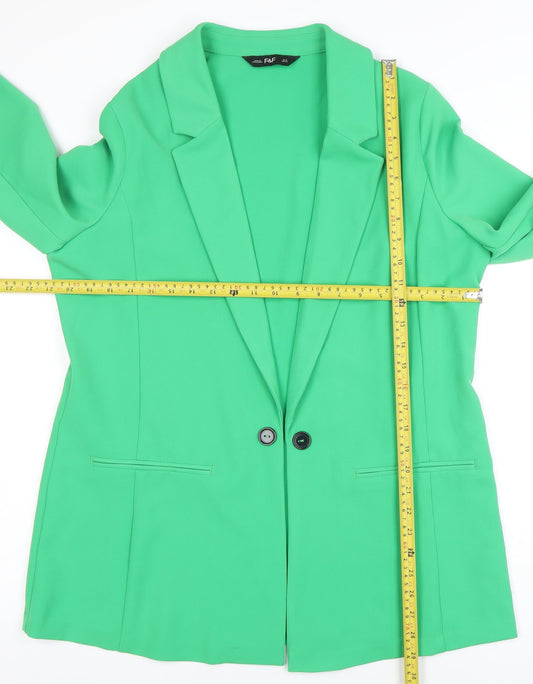 F&F Women’s Green Size 16 Classic Longline Two-Button Blazer
