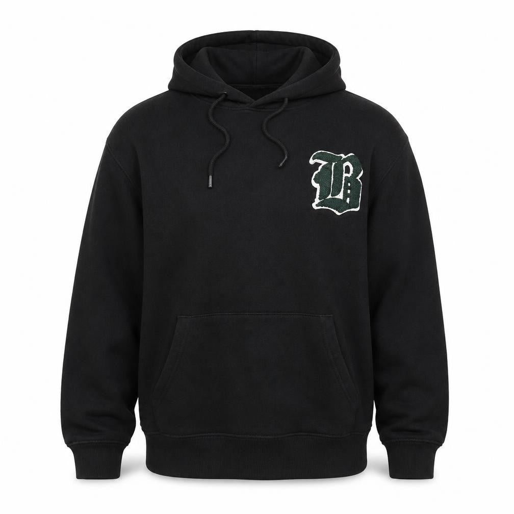 H&M Divided Mens Black Pullover Hoodie M Embroidered Logo