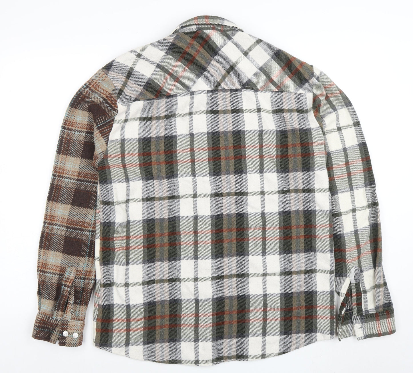 boohooMAN Men's Multicoloured Checked Flannel Button-Up Shirt M