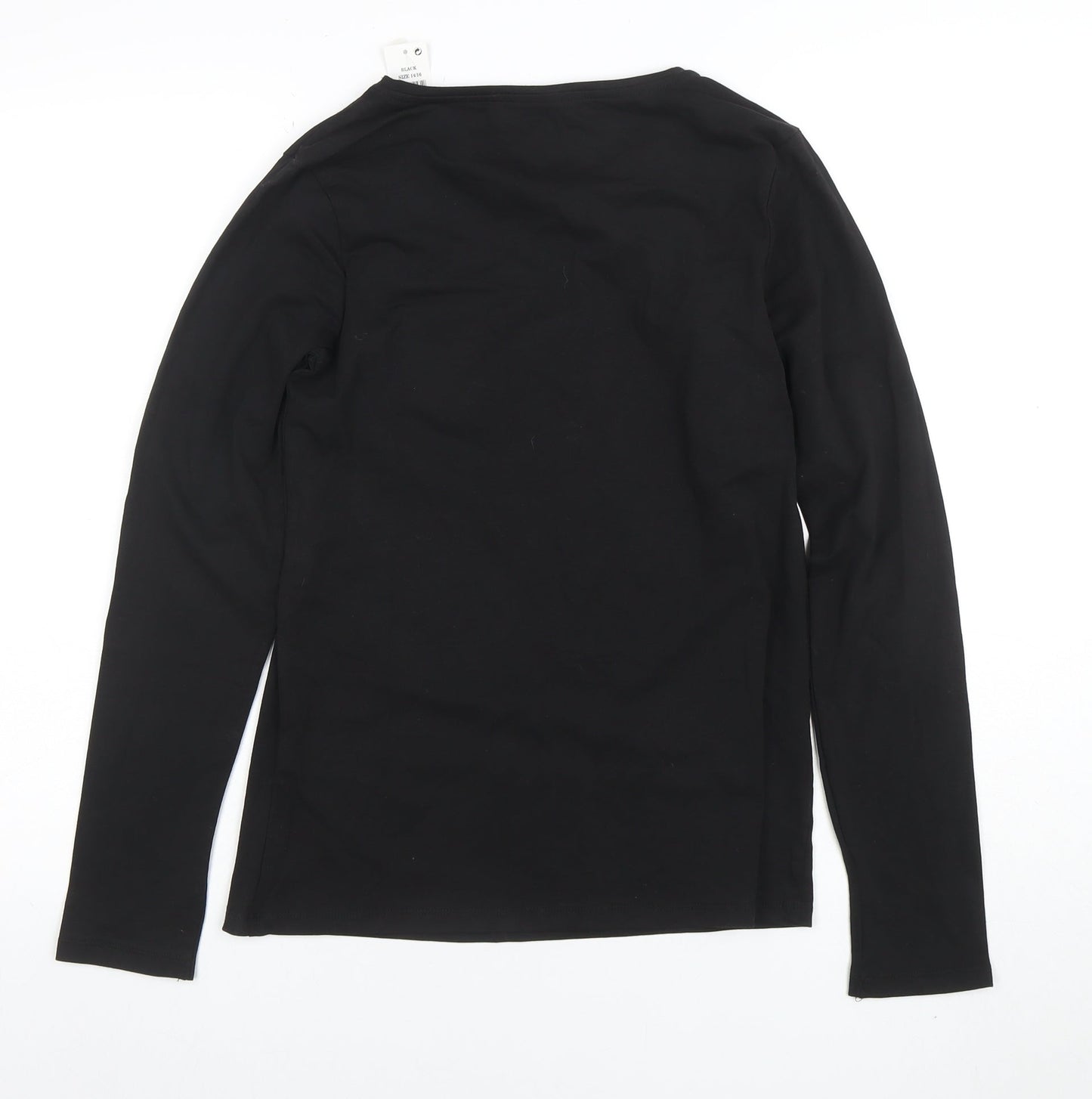 Anyplace Women's Black Long Sleeve Stretch Jersey T-Shirt Size 14-16