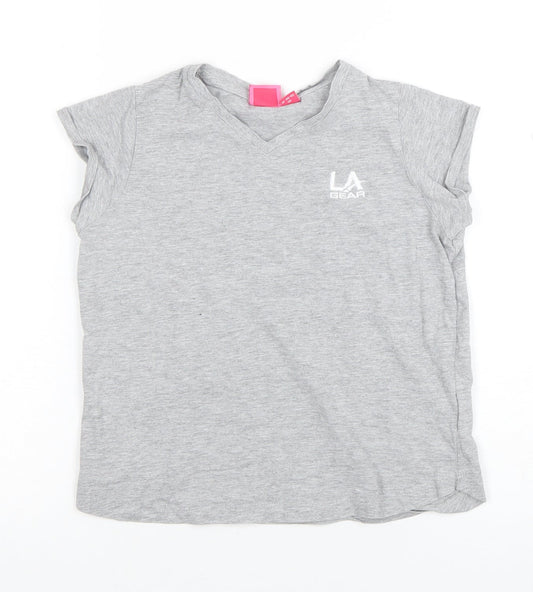 LA Gear Girls Grey V-Neck Short Sleeve Basic T-Shirt 11-12 Years