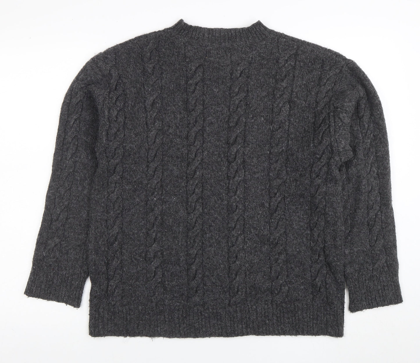 Collusion Women’s Grey Cable-Knit Crew Neck Jumper XS