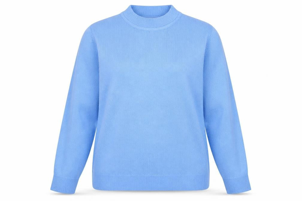 Damart Women's Blue Mock Neck Acrylic Jumper Size 2XL