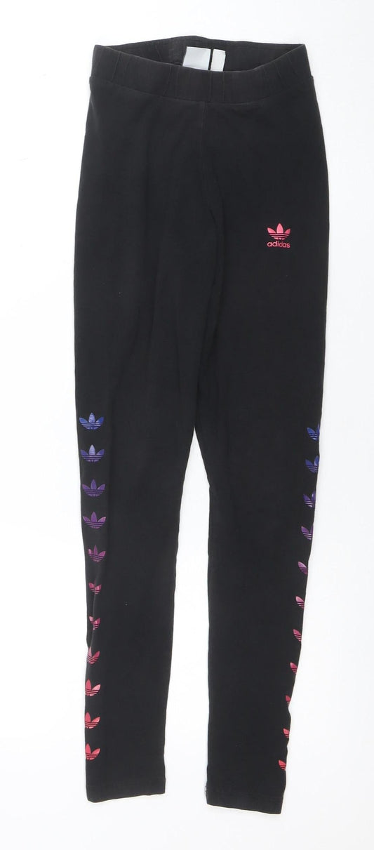 Adidas Womens Black XS Cotton Stretch Sports Leggings