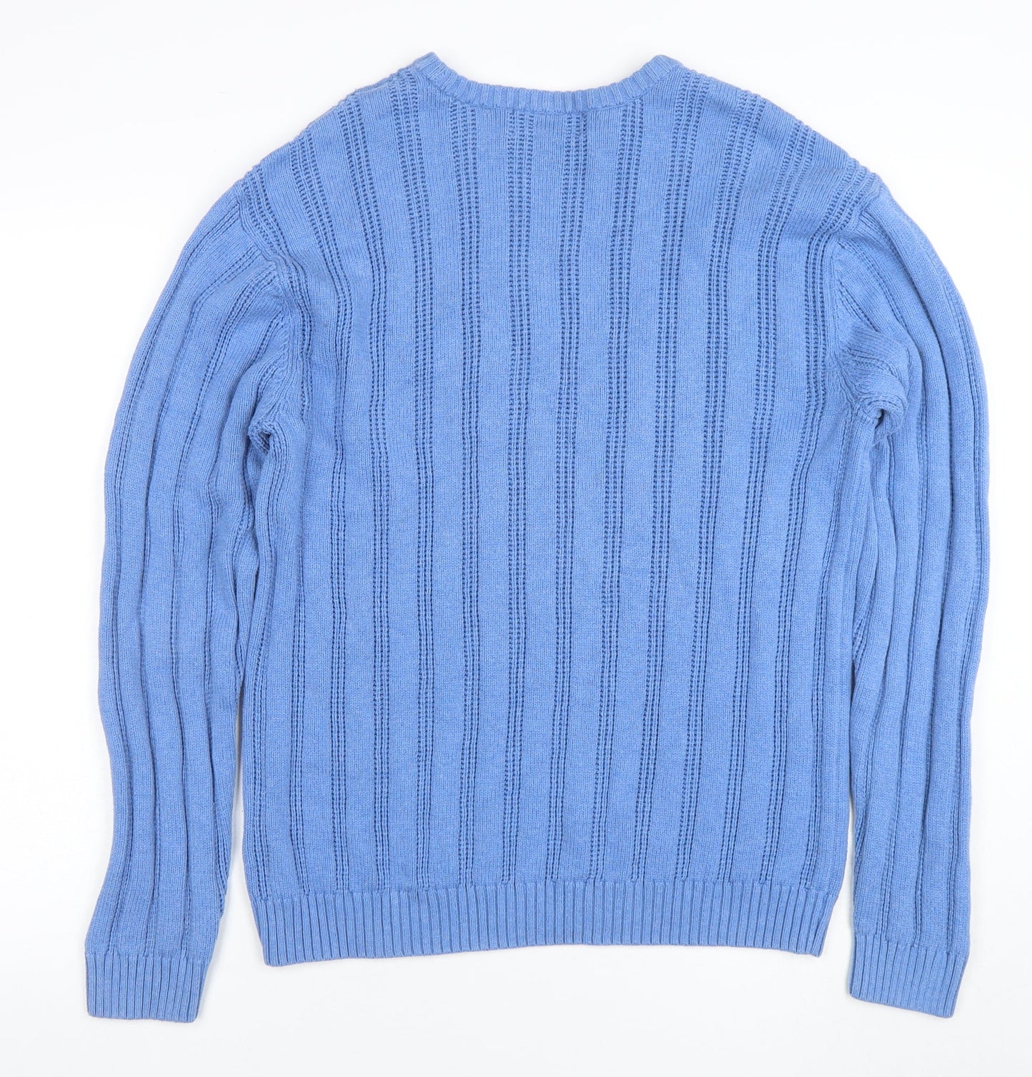 Chaps Men's Blue Cotton Crew Neck Jumper Size M Knit Casual