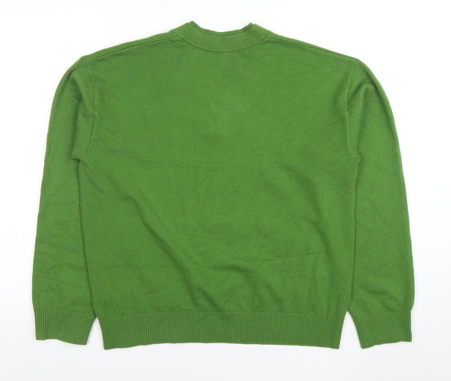 Marks and Spencer Men’s Green Wool Blend V-Neck Jumper Size M