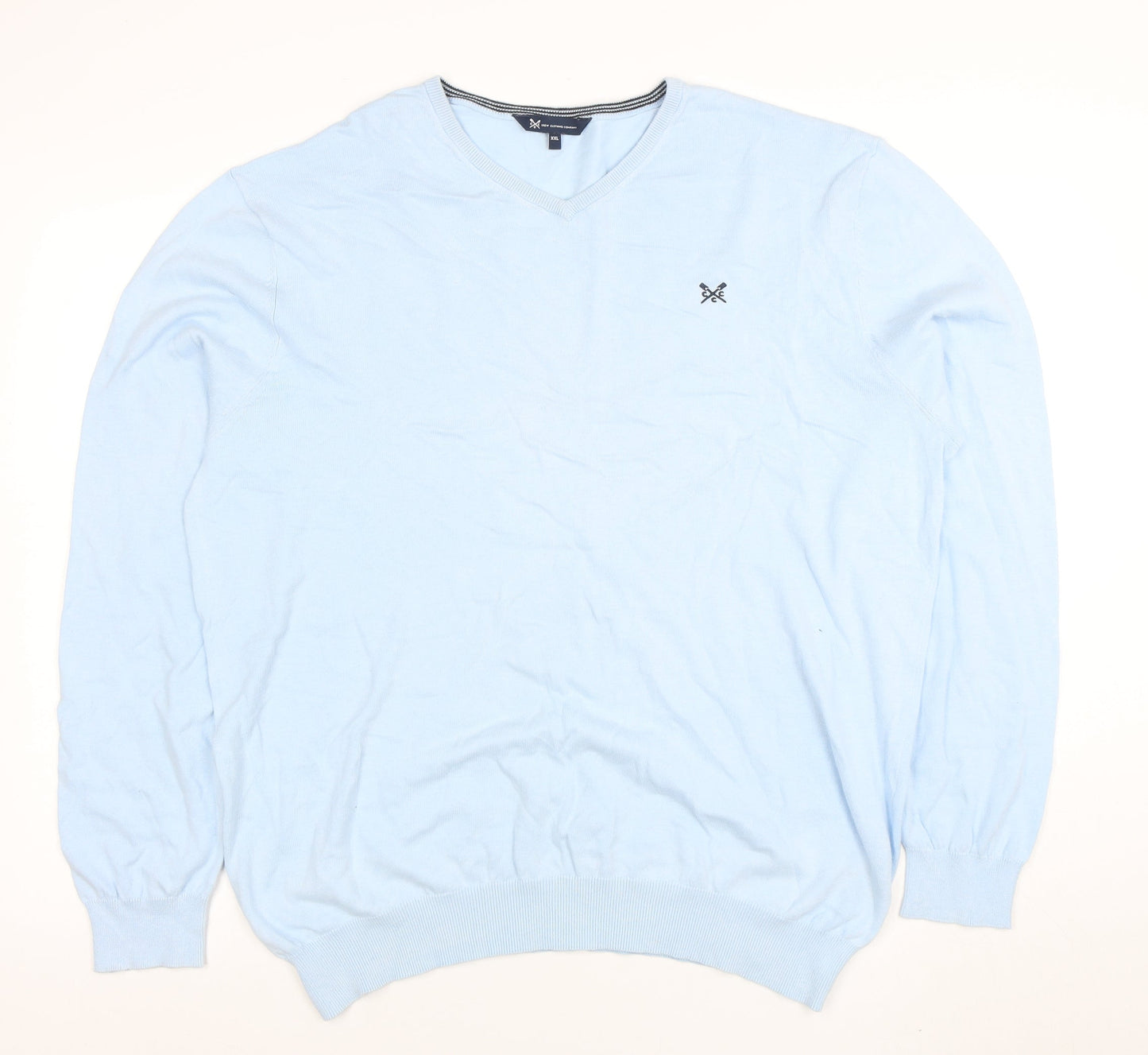 Crew Clothing Company Mens Blue 2XL Cotton V-Neck Jumper