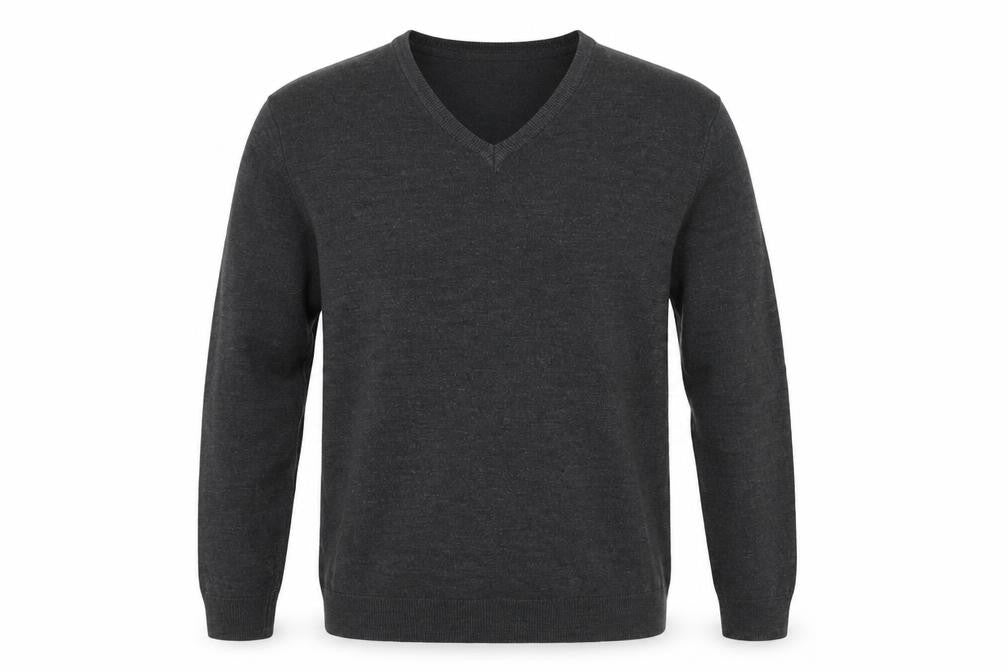 Marks and Spencer Men Grey V-Neck Acrylic Jumper Size L